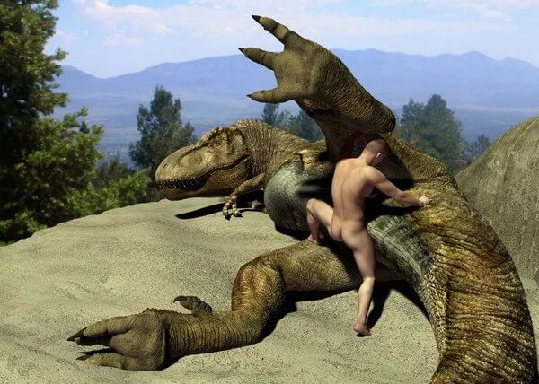 Facet pieprzący dinozaura T-Rexa
