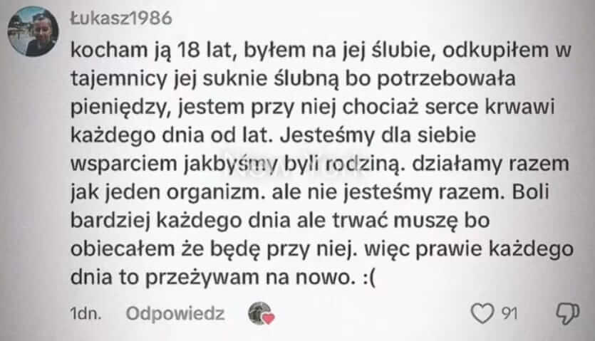Kocham ją 18 lat, byłem na jej ślubie