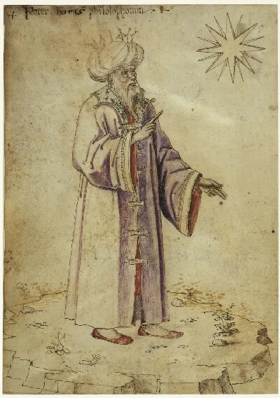 Hermes Trismegistus ubrany po arabsku z turbanem