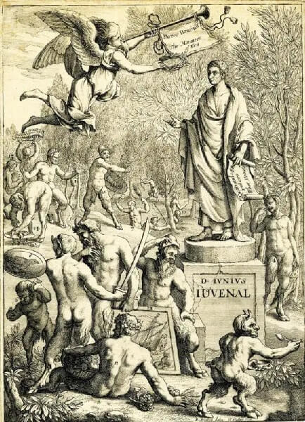 Akwaforta na frontyspisie z wydania Satyr Juvenala, 1660.