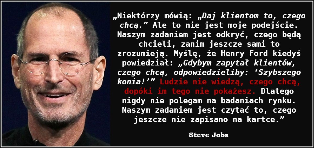 Ludzie nie wiedzą, czego chcą, dopóki im tego nie pokażesz - Steve Jobs