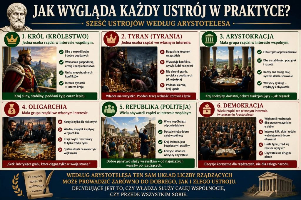 Arystoteles - Jak wygląda każdy ustrój w praktyce