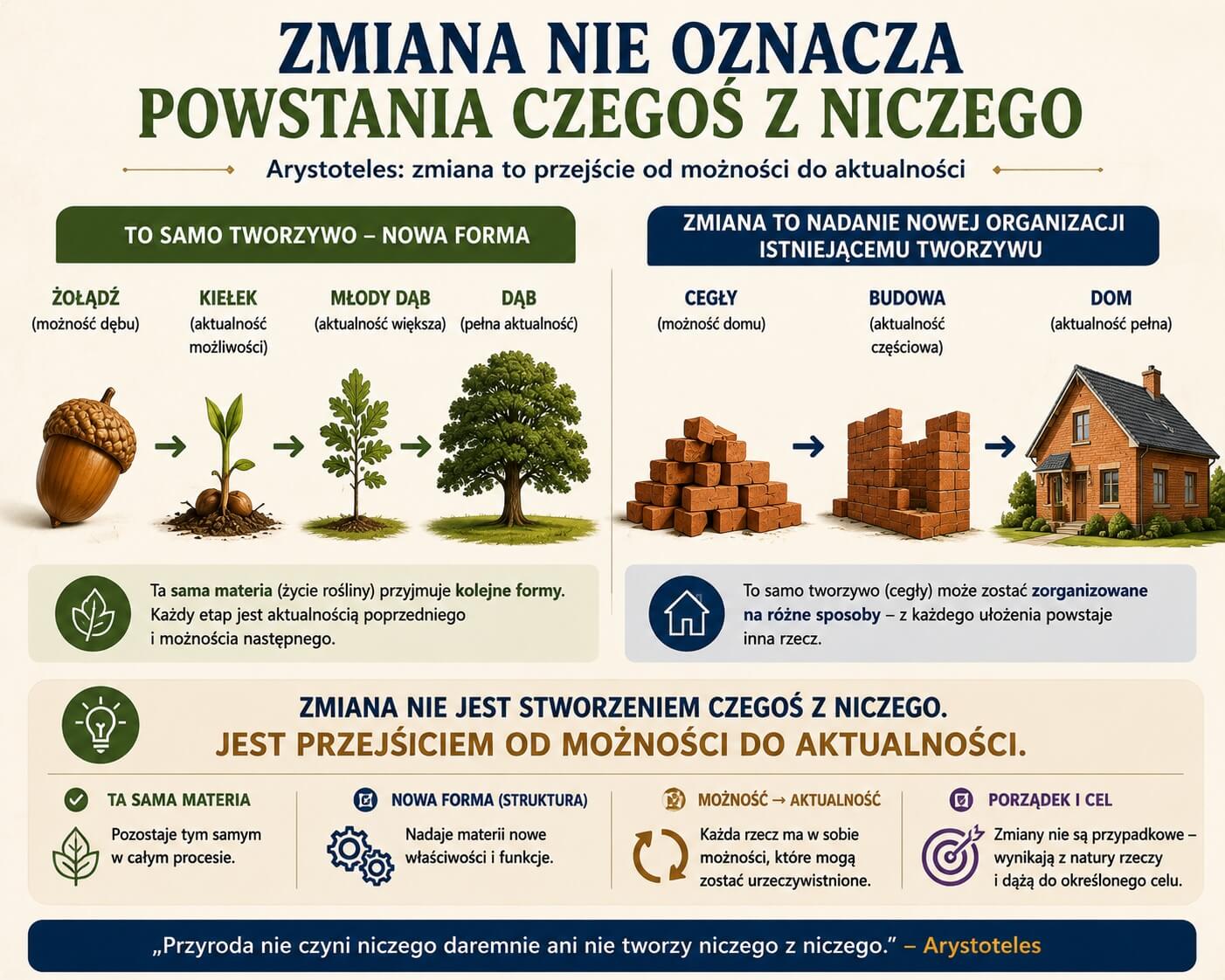 Arystoteles - zmiana to przejście od możności do aktualności
