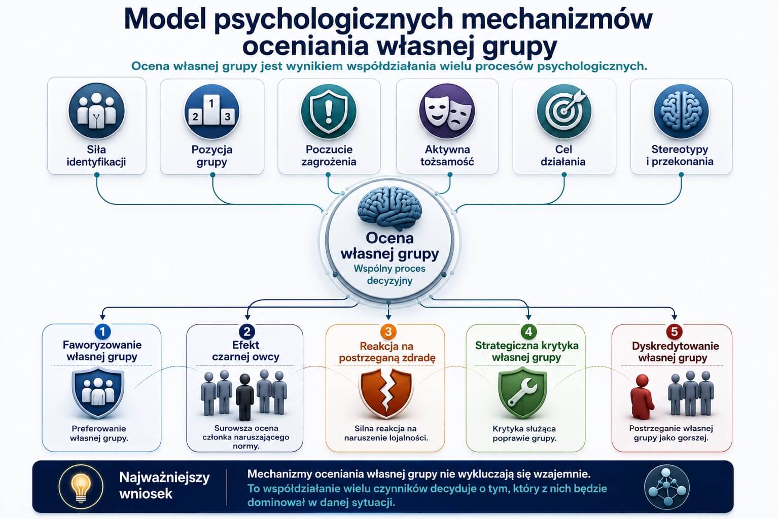 Model psychologicznych mechanizmów oceniania własnej grupy