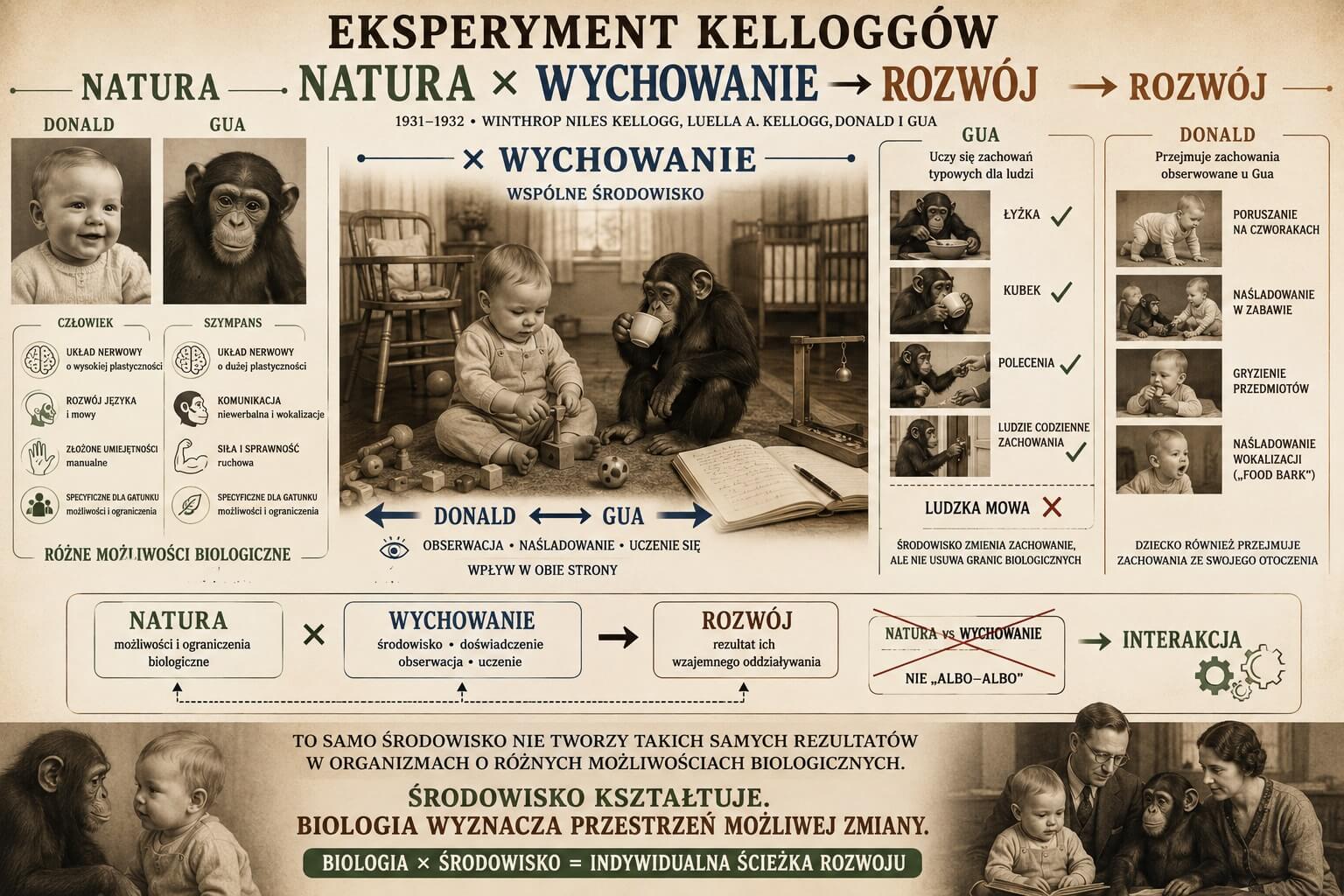 Eksperyment Kelloggów - kiedy dziecko zaczęło naśladować szympansa