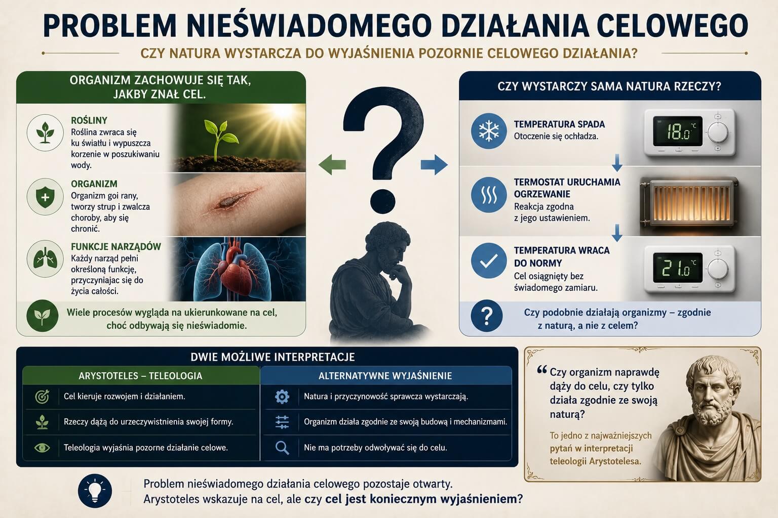 Teleologia Arystotelesa - Problem nieświadomego działania celowego