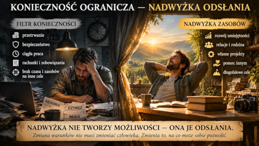 Drabina ludzkich potrzeb - Konieczność ogranicza, nadwyżka odsłania
